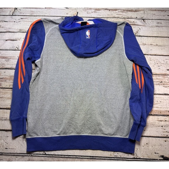 New York Knicks Adidas Hoodie‎ Mens XL Gray Blue Full Zip NBA - Picture 8 of 8